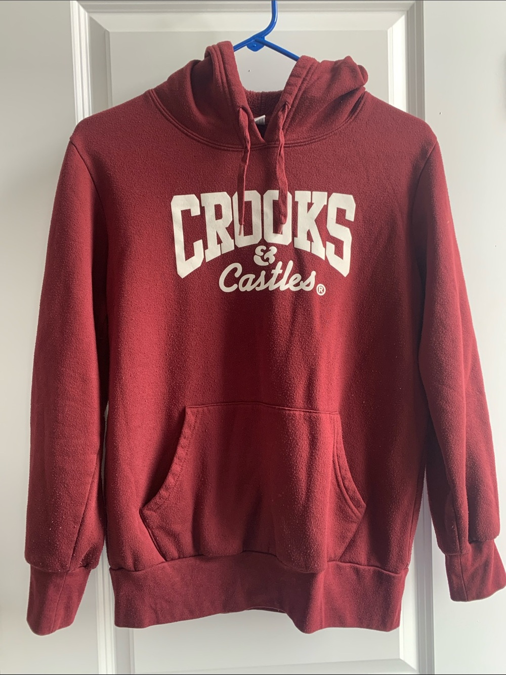 Crooks & Castles Maroon Pullover Hoodie with White Logo